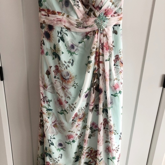 FLORAL Dress, Sleeveless, Size 16, New With Tags, Teal Colour, No Alterations - Picture 3 of 16